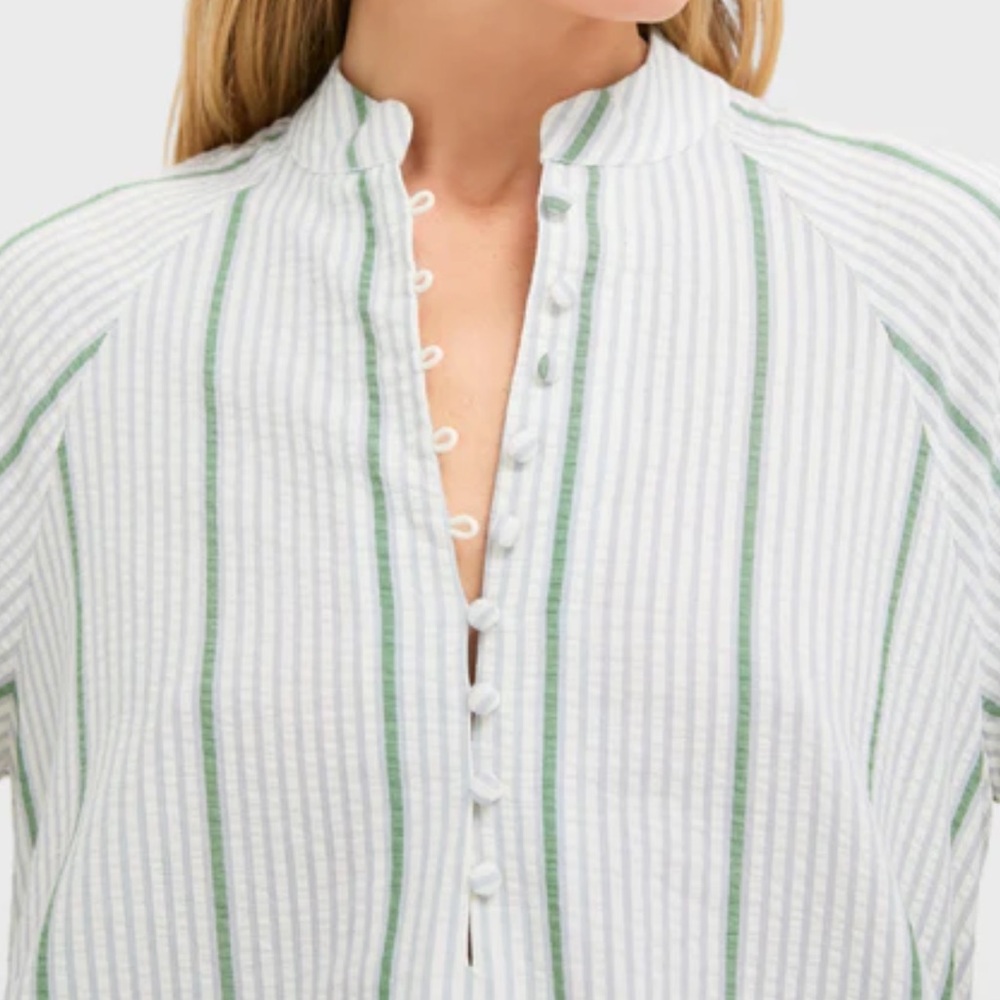 Tuckernuck Dress Mondego Stripe Seersucker Mini Maryse Caftan Sz XL - Picture 7 of 10